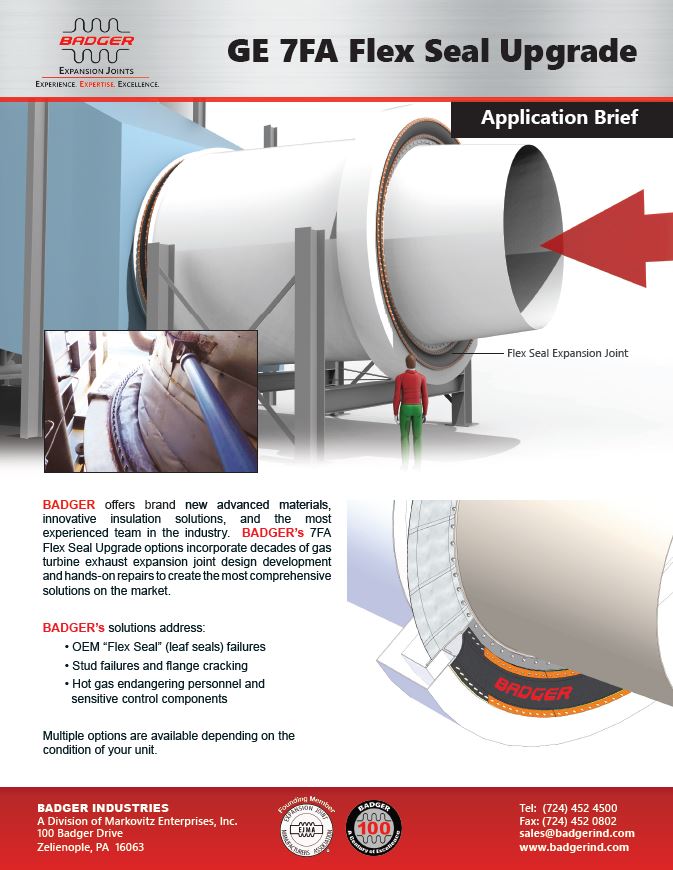 GE 7FA Gas Turbine Flex Seal Badger Industries